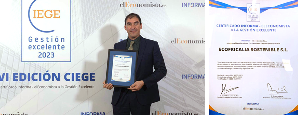 Ecofricalia recibe el CIEGE – Certificado Informa elEconomista a la Gestión Excelente Ecofricalia recibe el CIEGE – Certificado Informa elEconomista a la Gestión Excelente